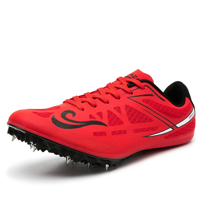 red Большой размер 35-45 трек шиповки для Для мужчин атлетика шипованные ботинки кроссовки для бега и занятий спортом унисекс обувь профессиональной Гонки обувь - Цвет: red