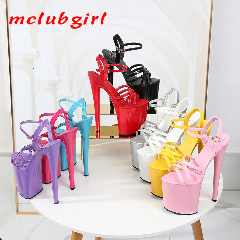 

Mclubgirl/Новинка 2020 года; Модные летние босоножки с круглым носком и пряжкой; Женские универсальные пикантные туфли на высоком тонком каблуке; ...