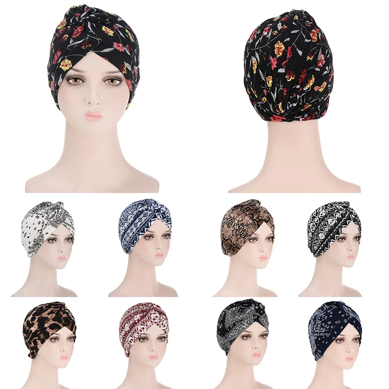 

Женская плиссированная Шапка-тюрбан в стиле бохо, этническая мусульманская шапка-Баотоу, головная повязка с перекрестным узлом, эластичные...