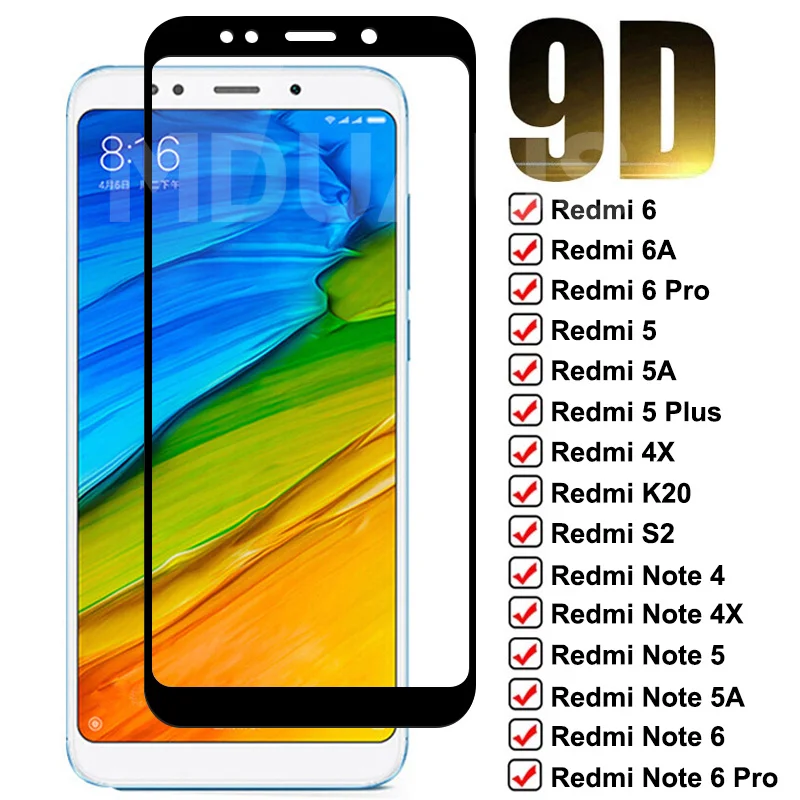 9D Защитное стекло для Xiaomi Redmi 5 Plus 5A 6 6A 4X S2 Go K20 закаленное защитное экрана Note 4 Pro