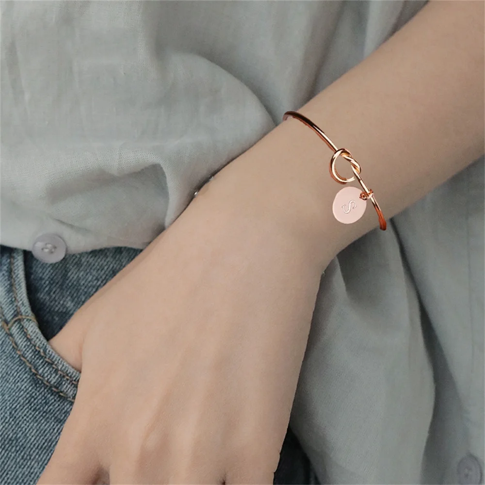 

A-Z Charm Bracelets for Women Jewelry Initial Bracelets Bangles Open Knot Cuff Bangle Bracelets for Girlfriends