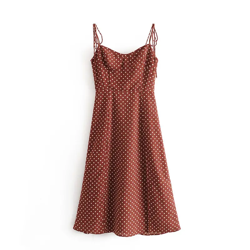 

Fashion summer dress women slash neck sleeveless zipper lining holiday beach elastic polka dot midi dress femme vestidos