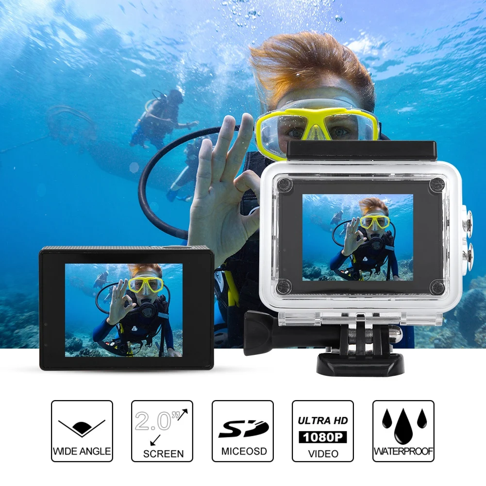 Спортивная Экшн камера с двойным экраном 2 0 дюйма 1080P 4K HD Wi Fi DV запись видео