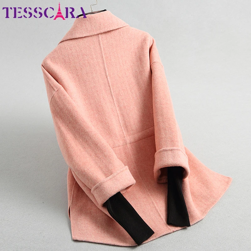 Женская кашемировая куртка TESSCARA элегантная Базовая офисная из смешанной шерсти