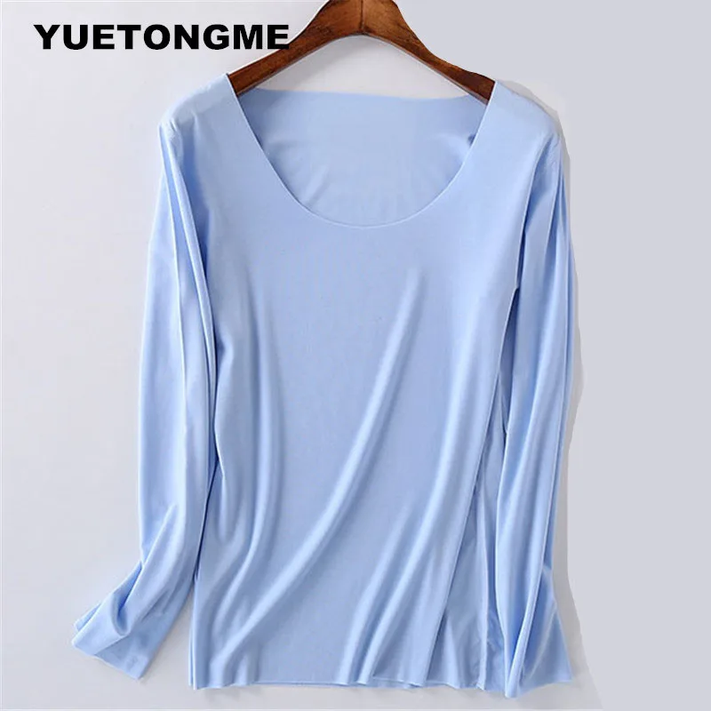 Женская футболка с длинным рукавом и круглым вырезом однотонная|american apparel|women t