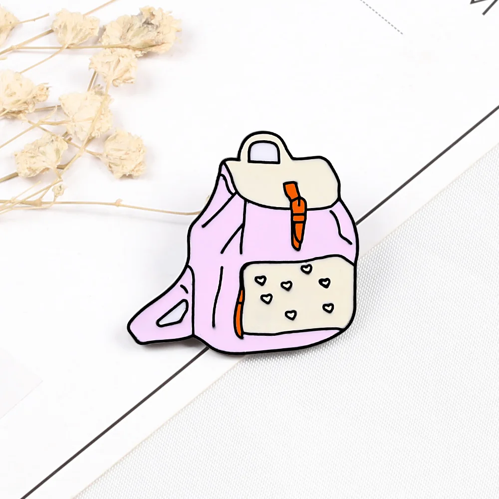 Мультфильм Розовая коллекция эмалированные булавки броши рюкзак камера