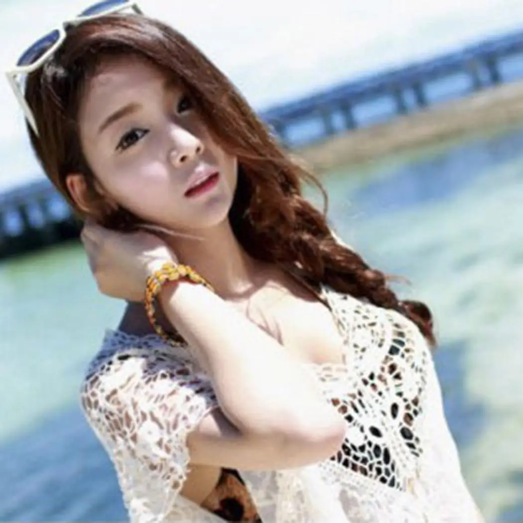 Женская сексуальная хлопковая свободная одежда для пляжа однотонная кружевная