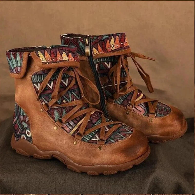 2021 Women's Winter Shoes Martin Boots Gothic Stitching Comfortable Flat Women's Boot Ankle Boots for Female