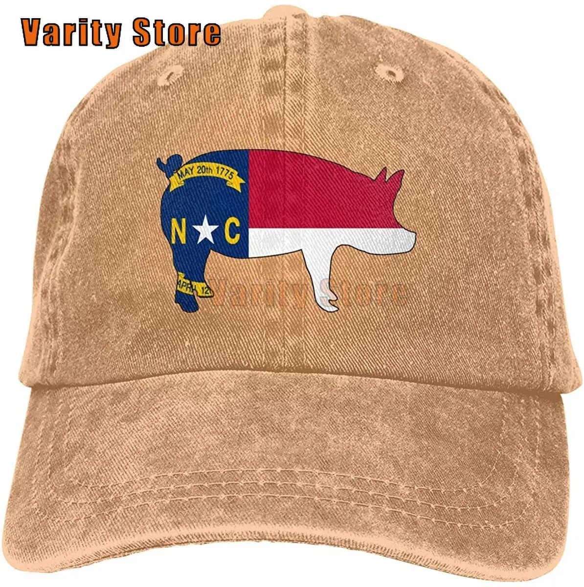

North Carolina State Flag Pig Washed Baseball Cap Trucker Hat Adult Unisex Adjustable Denim Cap