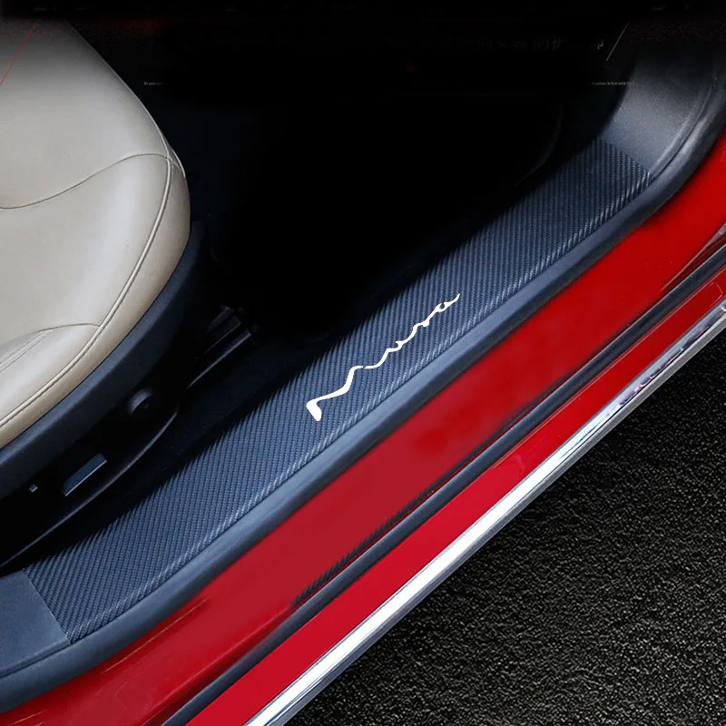 

Car Accessories For Lancia Musa Door Threshold Plate Carbon Fiber Pu leather 4Pcs