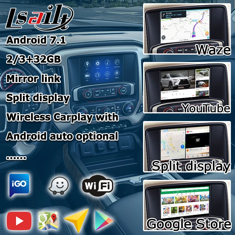 Android навигационная коробка для GMC Sierra- и т. д. видео интерфейс Mylink intellilink CUE система gps с беспроводной Carplay
