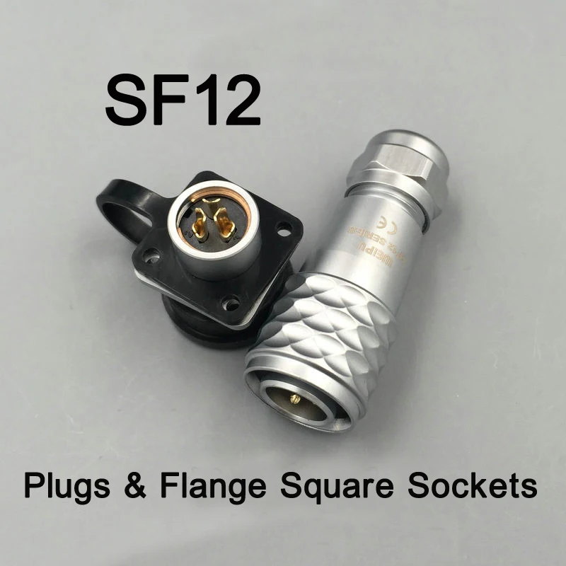 

IP67 Waterproof Aviation Plug Socket SF12 Plugs & Flange Square Sockets Power Wire Connector 2 3 4 5 6 7 9 Pins