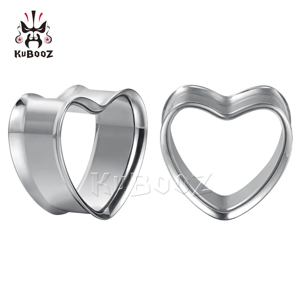 Серьги KUBOOZ из нержавеющей стали для пирсинга туннели с заглушками в форме сердца