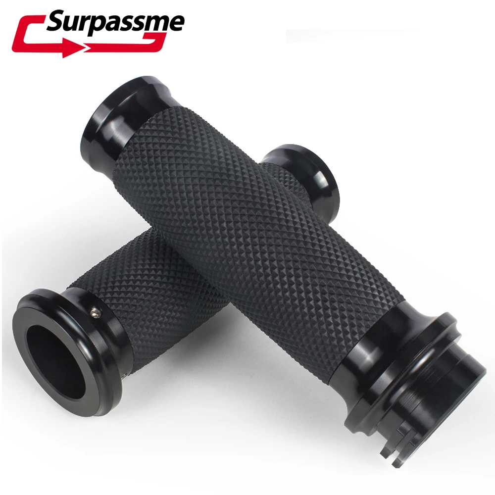 

1 Inch Motorcycle Hand Grips Black Silver CNC Throttle Grips 25mm Motorcycle Handlebar Grips For Cruiser Bike Sportbikes