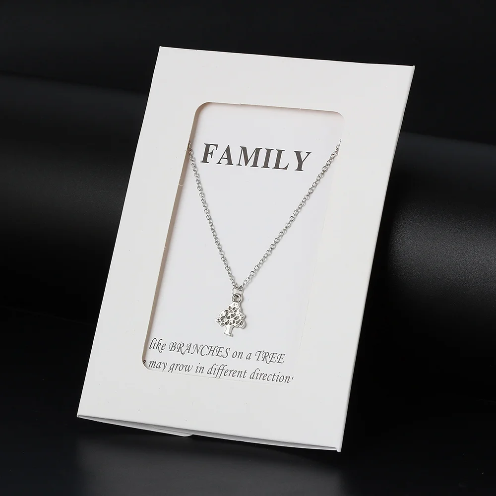 Wish Card семейное пустое Дерево жизни ожерелье для женщин кулон золотой серебряный