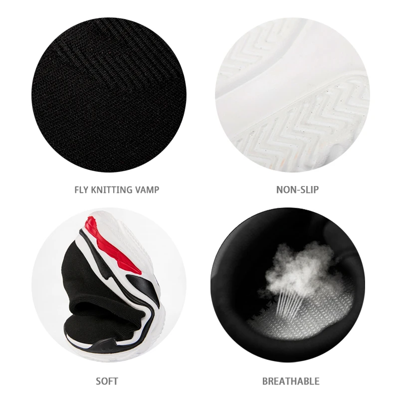 Кроссовки-носки для мужчин и женщин дышащие сетчатые без застежки плоская