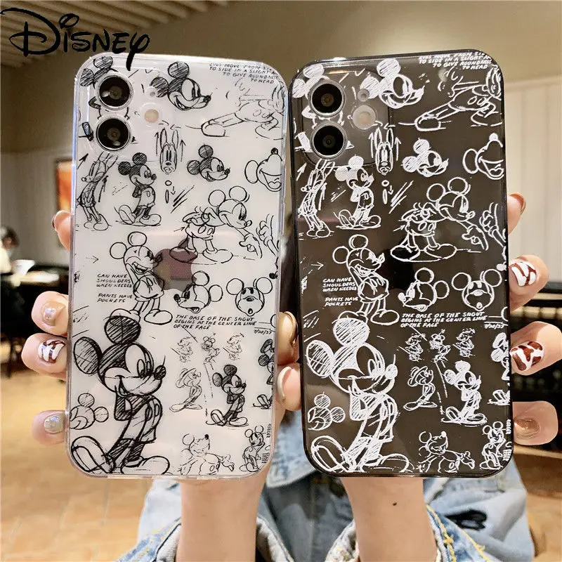 

Disney Mickey Transparent Soft mobile phone case for iphone13 13Pro 13Promax 12 12Pro Max 11 Pro X XS XR 7 8P protective cover