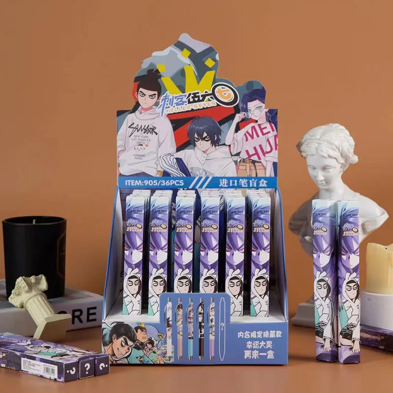 

36 шт./лот, креативная гелевая ручка для слепых убийц, 0,5 мм, черные чернила, нейтральные ручки, рекламный подарок для офиса и школы