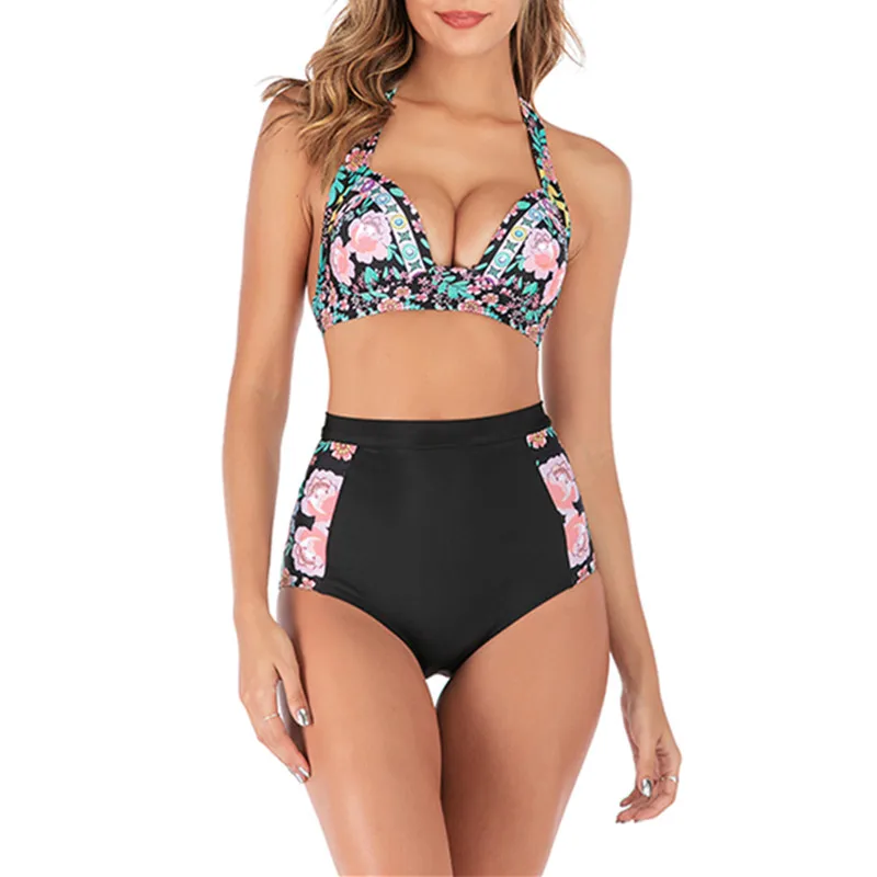 

2019 New Sexy Women Bikini Set Mujer Floral Printed Swimsuit Push Up High Waist Bikini Biquinis Brazilian Swimwear Summer