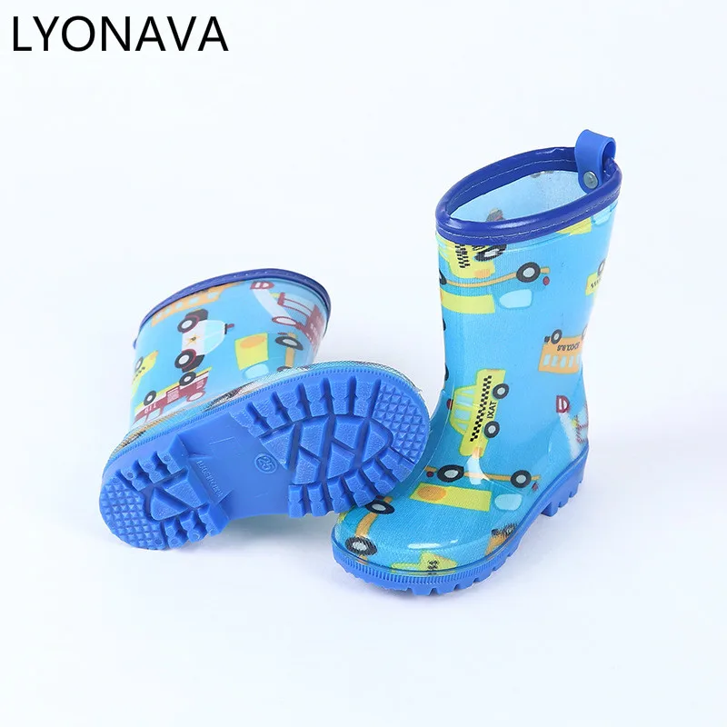 

LYONAVA, новинка, детская резиновая обувь, непромокаемые сапоги до середины икры из ПВХ, для мальчиков и девочек