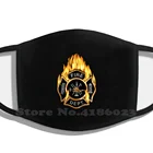 Значок пожарного золотого цвета для мужчин и женщин, моющиеся черные маски, с надписью Т-образный огонь для мужчин и женщин