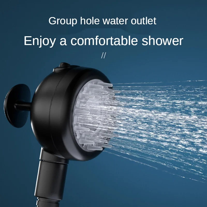 

Bathroom Massage Shower Head Household Universal 4-Point Port High Pressure Handheld One-Button Water Stop Adjustable 3 Modes