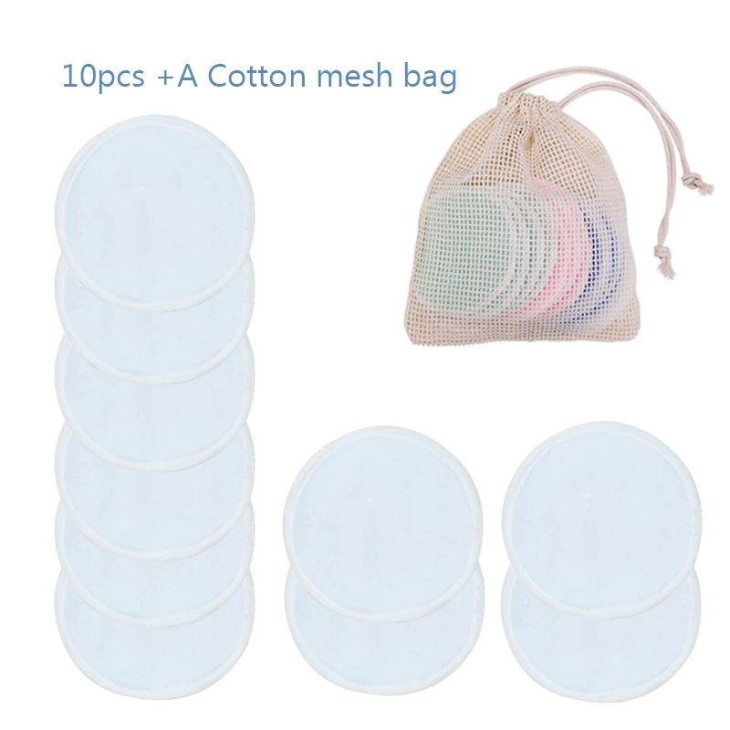 

10pcs/Pack Reusable Cotton Pads Bamboo Makeup Remover Pads Washable Rounds Cleansing Facial Cotton