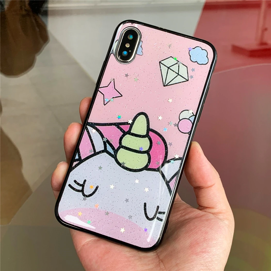 Модный мультяшный Мягкий силиконовый чехол с зыбучим песком и единорогом для Xiaomi