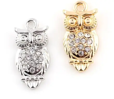 

20PCS/lot 12x25mm (Gold,Silver Color) Owl Pendant Hang Charm DIY Accessories Fit For Floating Locket Jewelrys Charms
