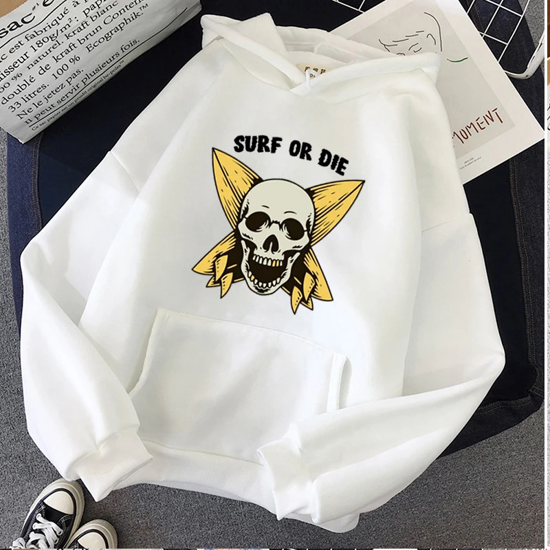 

High Quality Weaving Pullover Hoodie Skeleton Cartoon and Letters Print Women Sweater Casual Long Sleeve Clothes
