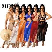 xuru sexy small tassel tube top dress suit knitted beach dress european and american womens sexy dress two piece suit