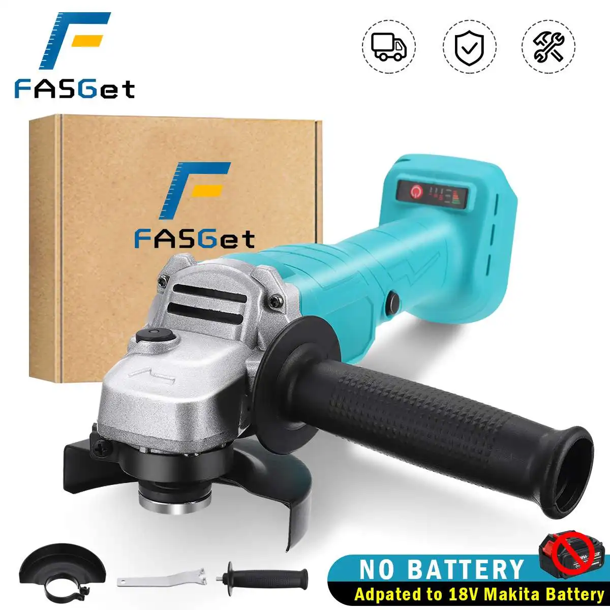 

125/100mm 4 Speed Brushless Electric Angle Grinder Grinding Machine Cordless DIY Woodworking Power Tool For 18V Makita Battery