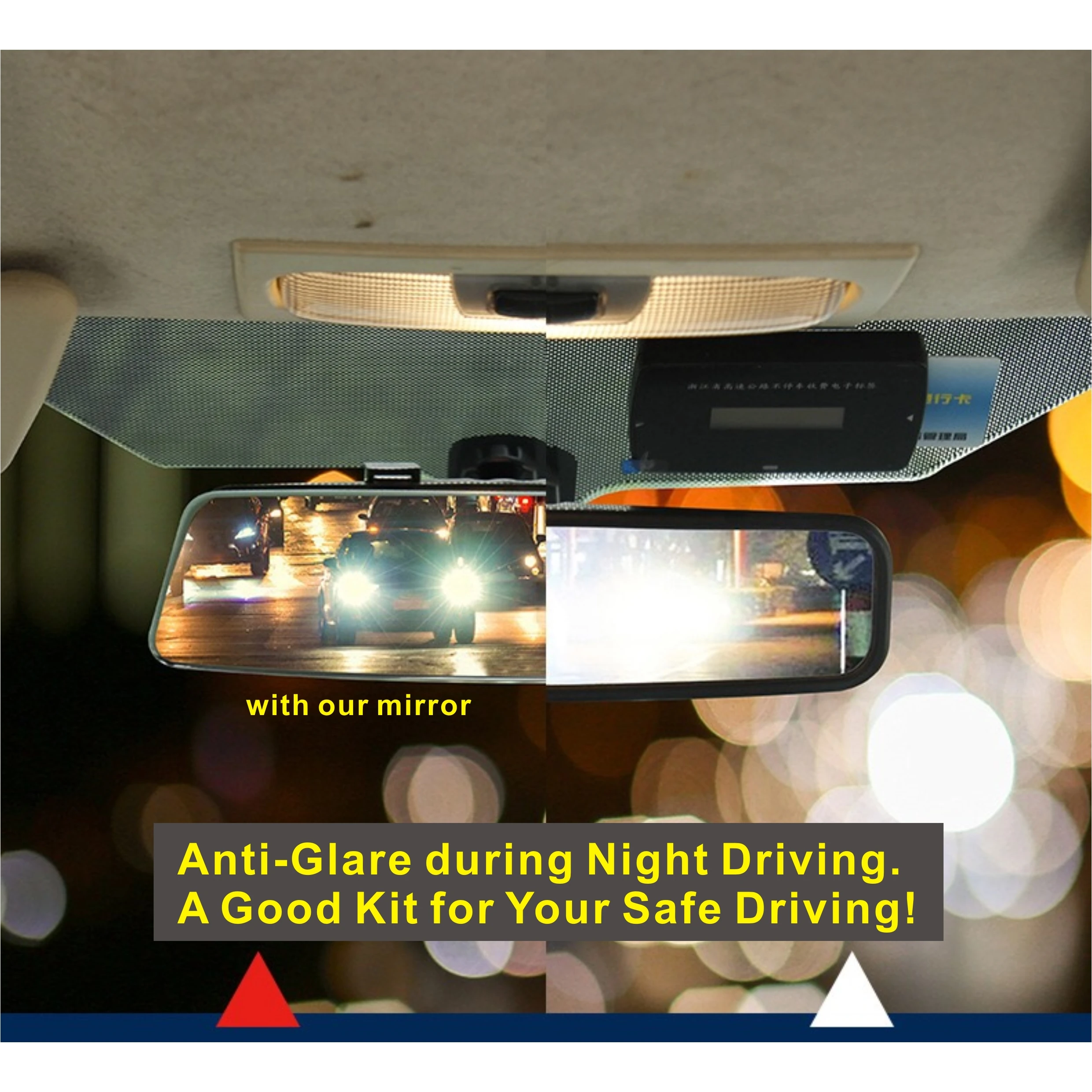 Зеркало заднего вида с синим оттенком 280 мм безрамочное антибликовое