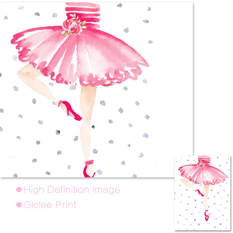 Танцевальная детская стена искусство розовая балерина холст картина для девочек