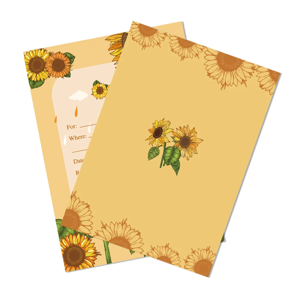 

Sunflower Theme Baby Shower Party Invitations Cards Turnsole Happy Birthday Party Decorations Kids Party Supplies