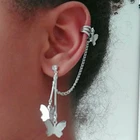 2021 Модные Новые Креативные серьги-подвески с бабочками, Двойные серьги, висячие серьги для женщин и девушек, ювелирные изделия в стиле панк, подарки дружбы