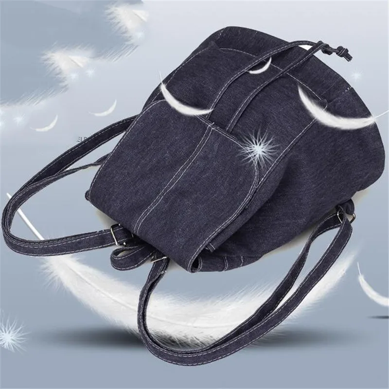 Новый Джинсовый холщовый женский рюкзак с кулиской школьные сумки для девочек