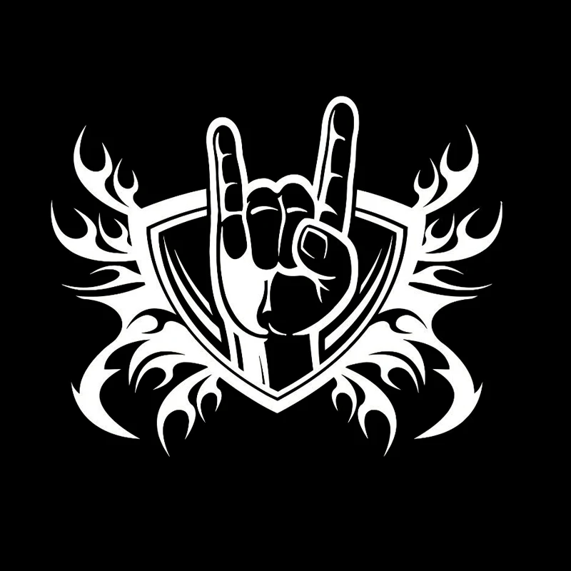 

Car Sticker Motorcycle Sticker Rock Shield Fire Symbol Music Gesture PVC Waterproof Sun Protection 16 Cm *12.8 Cm