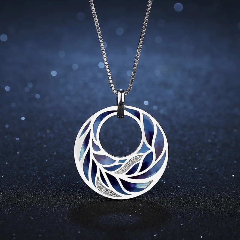 

OGULEE Women Fashion Jewelry Sets Blue Feather Enamel Pendant Necklace Engagement Wedding 2021 New Gifts