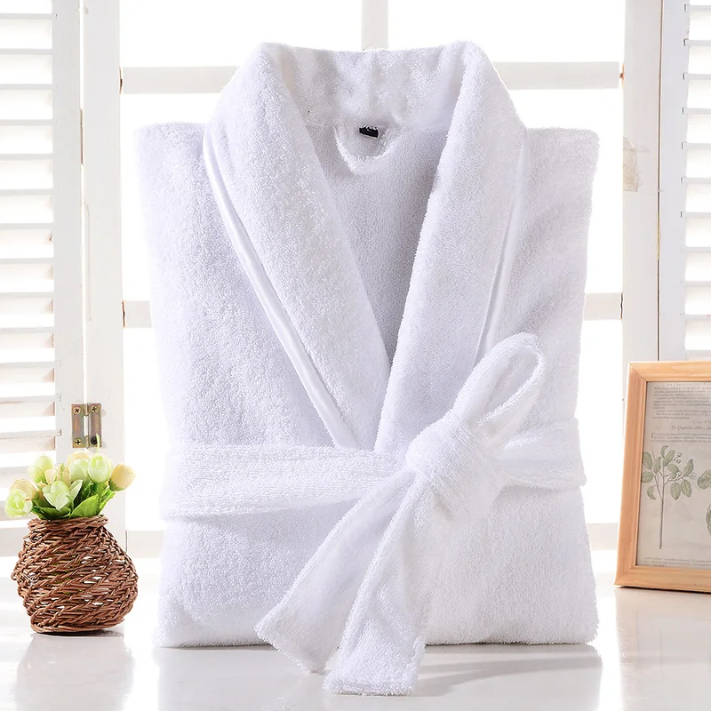 Махровый халат для влюбленных Toweling 100% хлопок однотонный мужчин и женщин мягкий