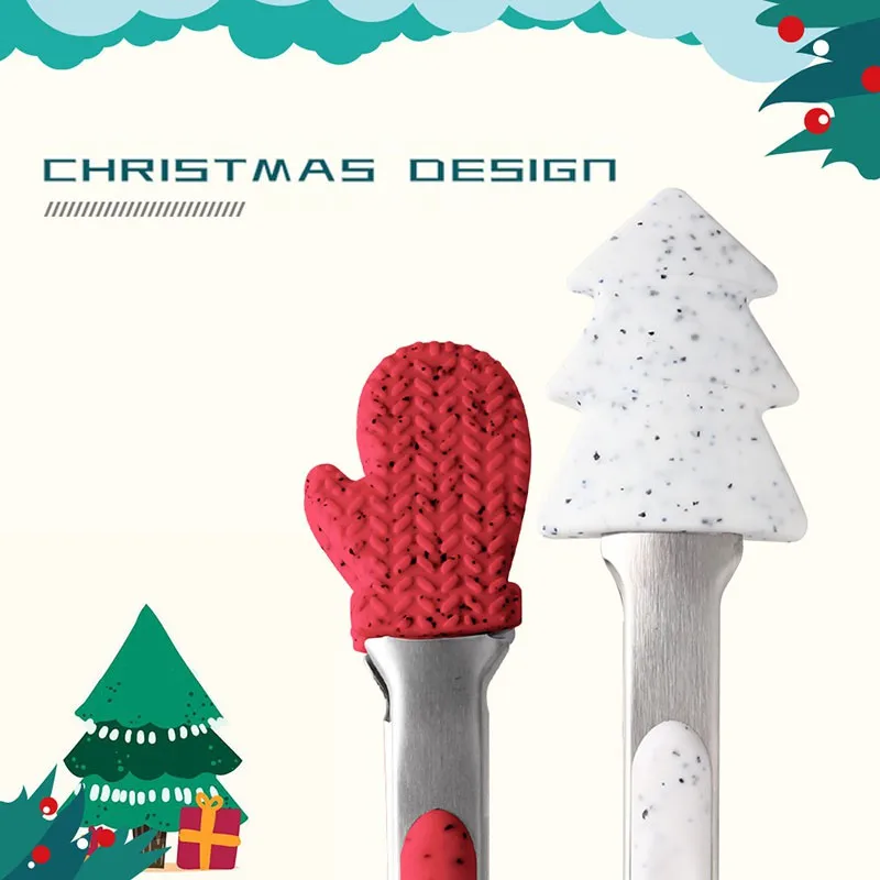 

Norbi Food Clip Christmas Style Baking Clip Stainless Steel Bread Clip Barbecue Clip Silicone Kitchen Utensils 2021 New Dropship