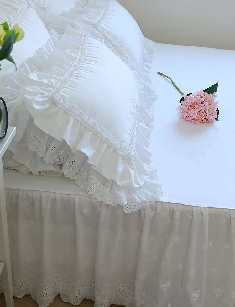 74x48cm Korean princess white/beige cotton pillowcase bedding single frill pillow cover bed sleep case cushion | Дом и сад