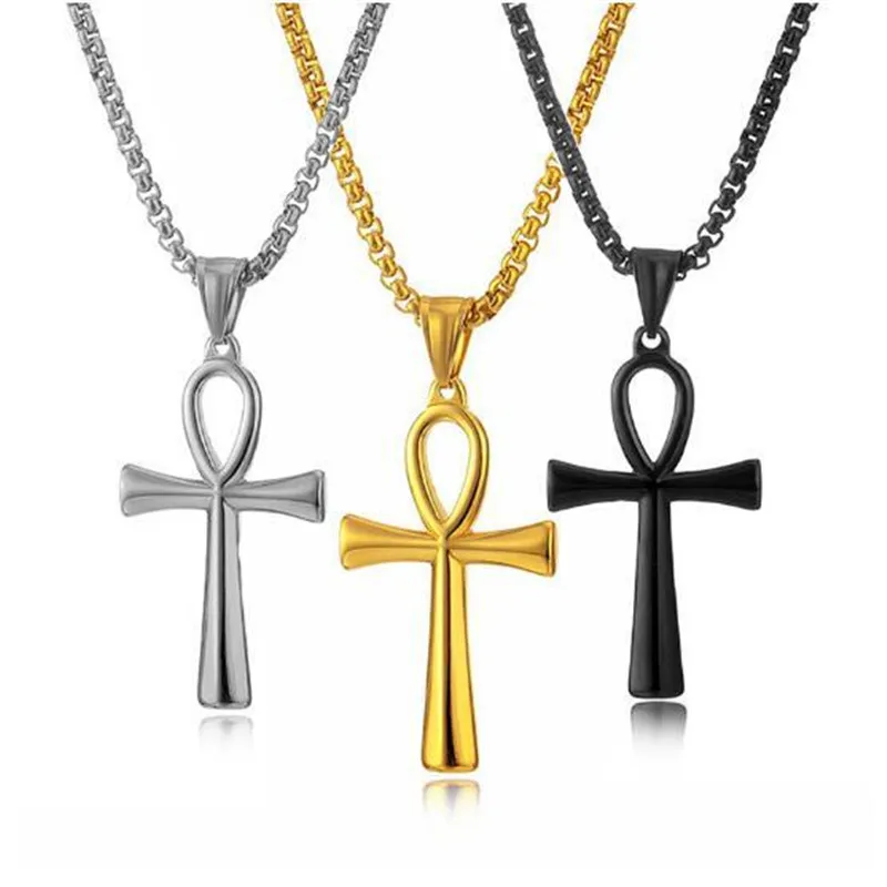 

Simple Anka Cross Chain Necklace For Women Men Luxury Ladies Jewelry Pendant Necklaces Crucifix Christian Ornament Friends Gifts