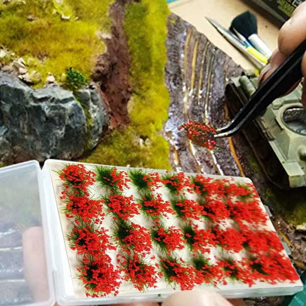 

DIY Model Building Kits Artificial Grass Flower Petal Garden Lawn Micro Landscape Decor Accessories Sandbox Game
