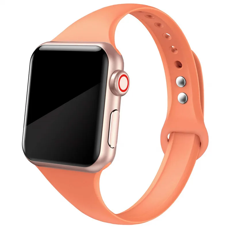 papaya 20 Ремешок для apple watch, ремешок для apple watch 5, 4, 3, 2, iWatch, ремешок 42 мм, correa, 38 мм, 44 мм, 40 мм, силиконовый браслет pulseira, ремешок для часов - Цвет ремешка: papaya 20