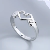 fashion hand with heart shaped ring creative couple stainless steel personality punk hip hop men and women party ringjewelry