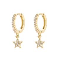gold plated shiny zircon star earrings personality womens party jewelry birthday gift charming bride wedding earrings