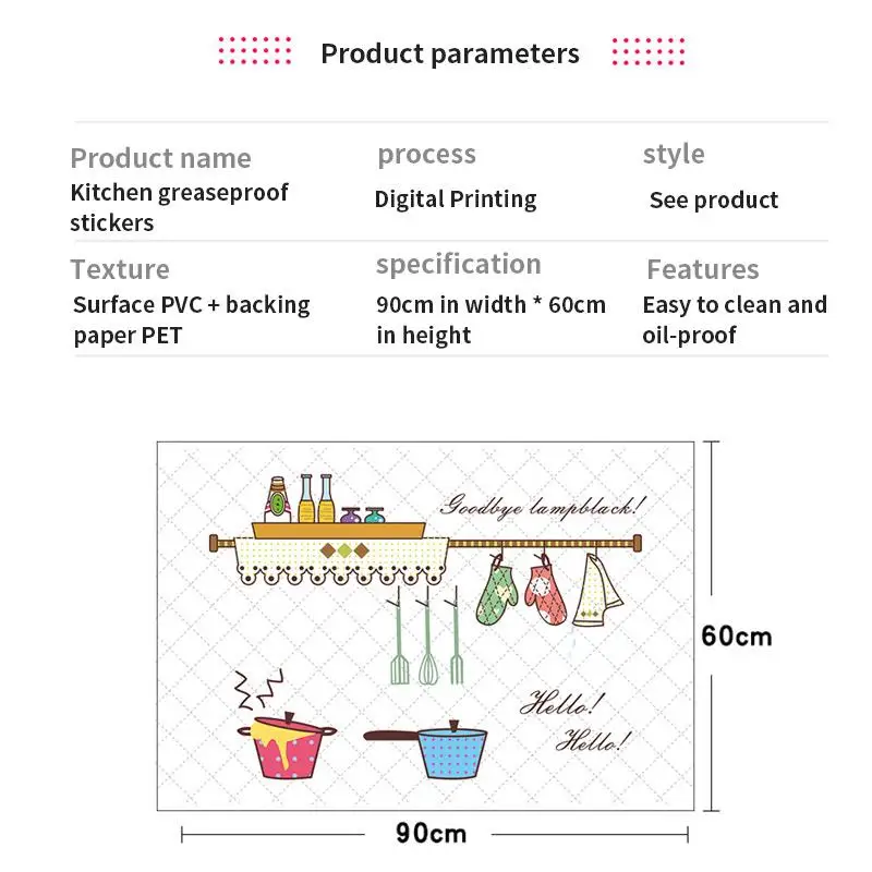 90*60cm Wall Stickers Oil Proof 1 Pcs Wallpaper Paste Kitchen Accessories Foil Fumes Home Decor Heat Resistant | Дом и сад