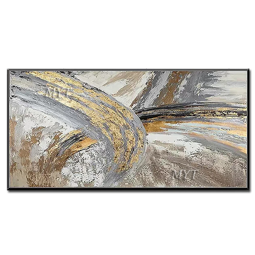 

Золотой абстрактный дизайн живопись 100% ручная работа картина маслом холст стены Искусство Картины большое искусство современный дом насте...
