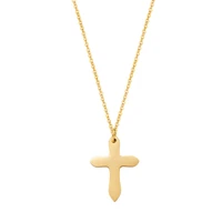 new necklace european and american gold stainless steel necklace simple cross female pendant clavicle chain wholesale
